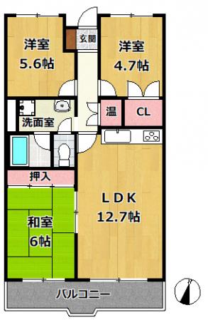 芦屋市若宮町 中古マンション間取画像