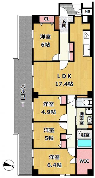 芦屋市朝日ケ丘町 中古マンション間取画像
