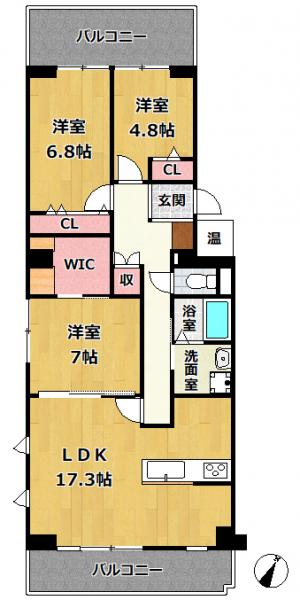 芦屋市春日町 中古マンション間取画像