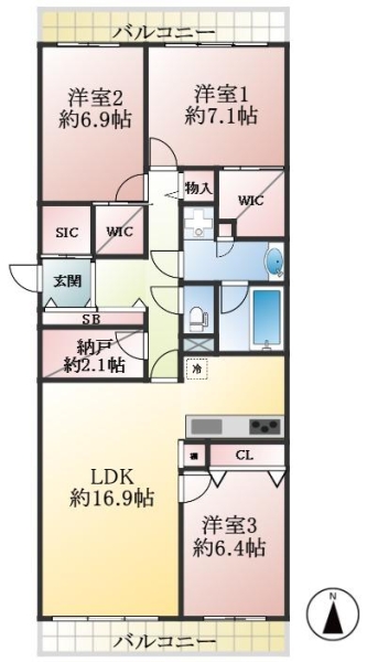 芦屋市高浜町 中古マンション間取画像