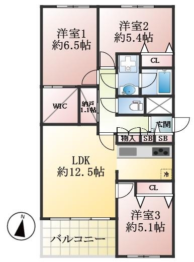 芦屋市若葉町 中古マンション間取画像