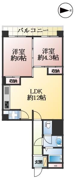 芦屋市平田町 中古マンション間取画像