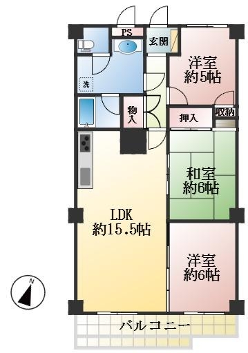 芦屋市大東町 中古マンション間取画像