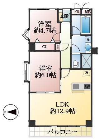芦屋市翠ケ丘町 中古マンション間取画像