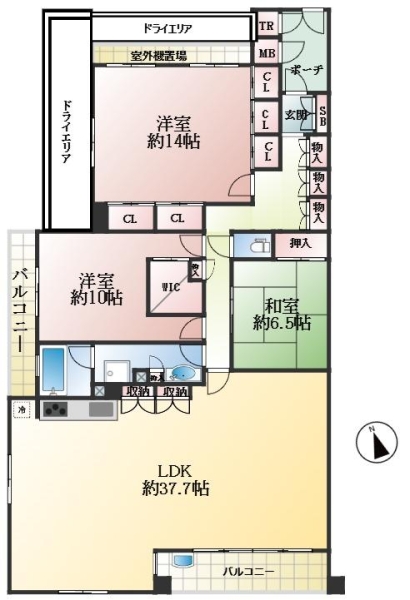 芦屋市山手町 中古マンション間取画像