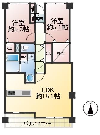 芦屋市松ノ内町 中古マンション間取画像