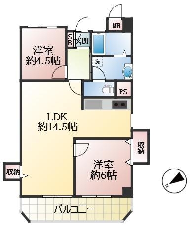芦屋市朝日ケ丘町 中古マンション間取画像