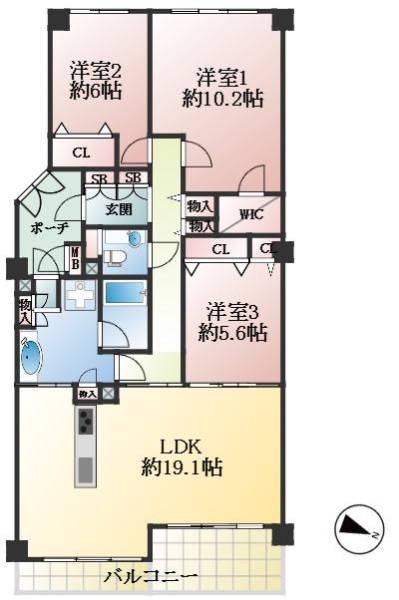 芦屋市伊勢町 中古マンション間取画像