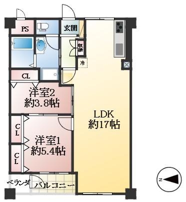 芦屋市楠町 中古マンション間取画像