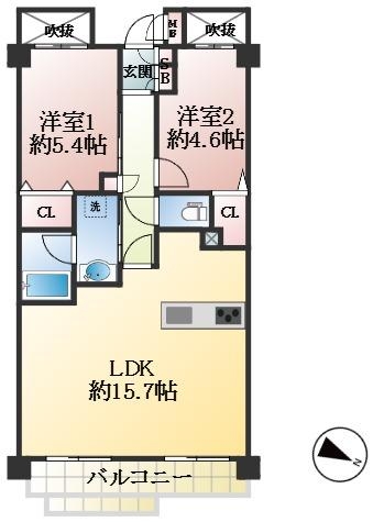 芦屋市親王塚町 中古マンション間取画像