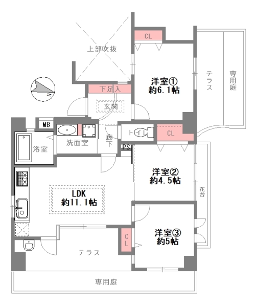 芦屋市春日町 中古マンション間取画像