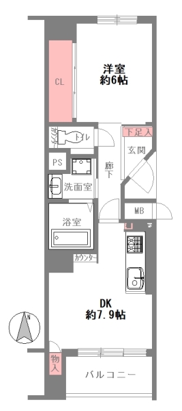 芦屋市松ノ内町 中古マンション間取画像