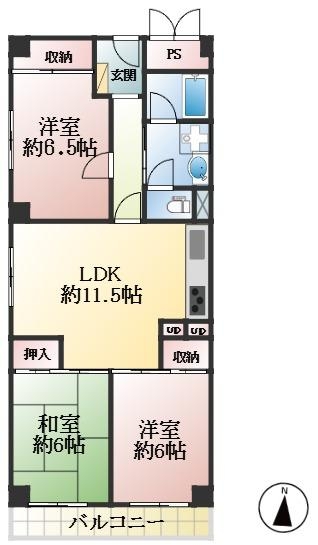 芦屋市精道町 中古マンション間取画像