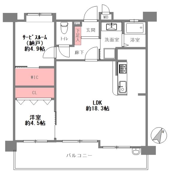 芦屋市春日町 中古マンション間取画像