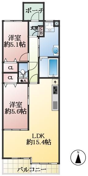 芦屋市親王塚町 中古マンション間取画像