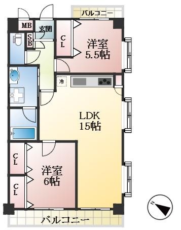 芦屋市南宮町 中古マンション間取画像