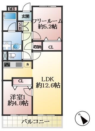 芦屋市南宮町 中古マンション間取画像