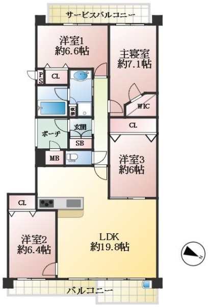 芦屋市南宮町 中古マンション間取画像