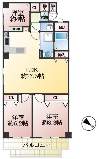 芦屋市大東町 中古マンション間取画像